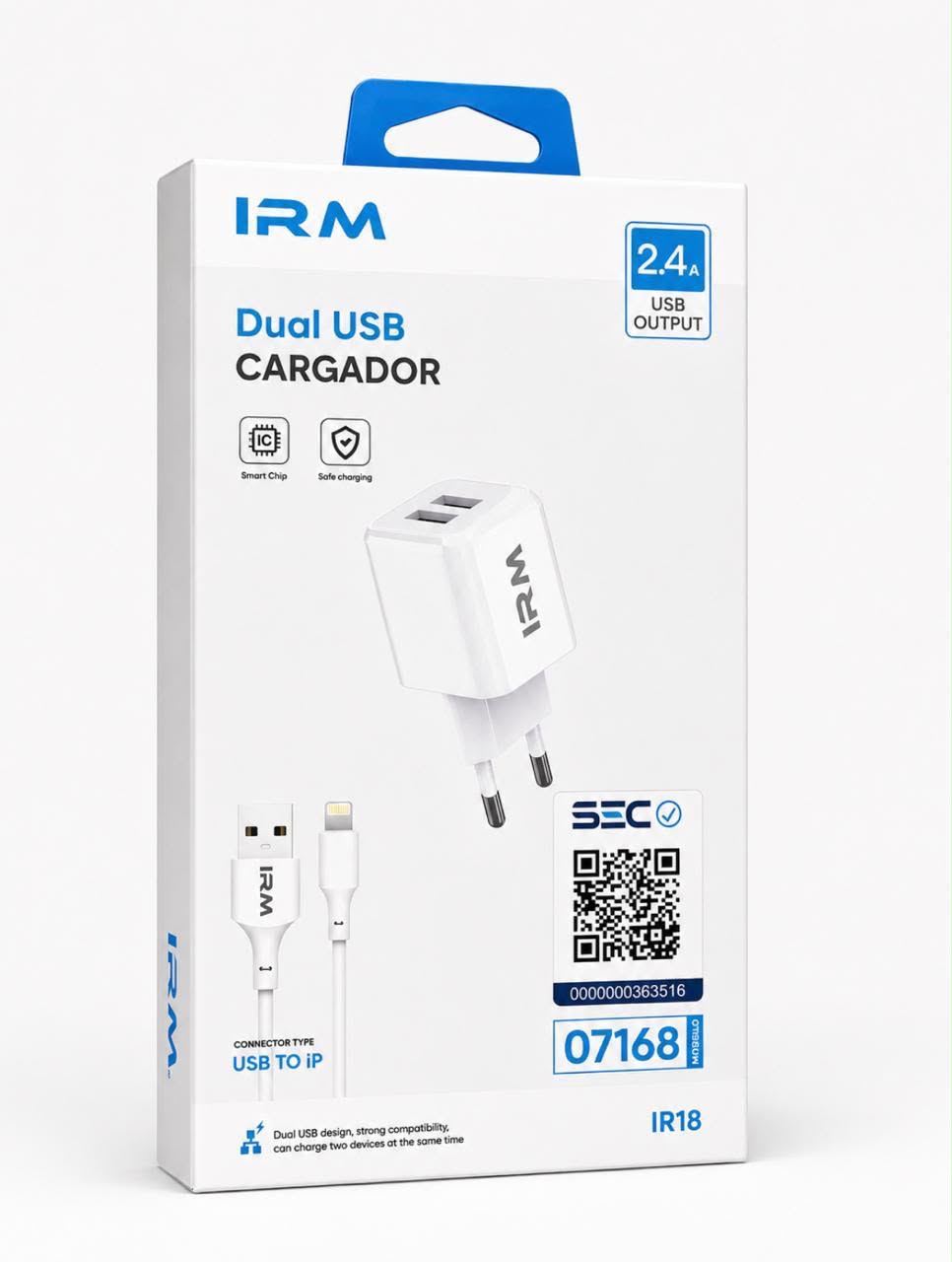 Cargador Rápido USB para iPhone 20W + Cable Lightning – IRM